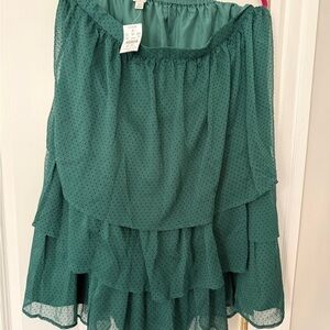 J. Crew Teal Layered Midi Skirt